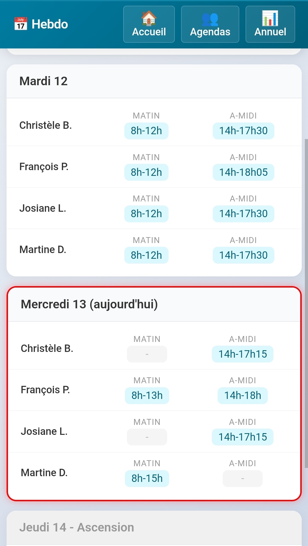 BadouBoard - Planning de l'équipe