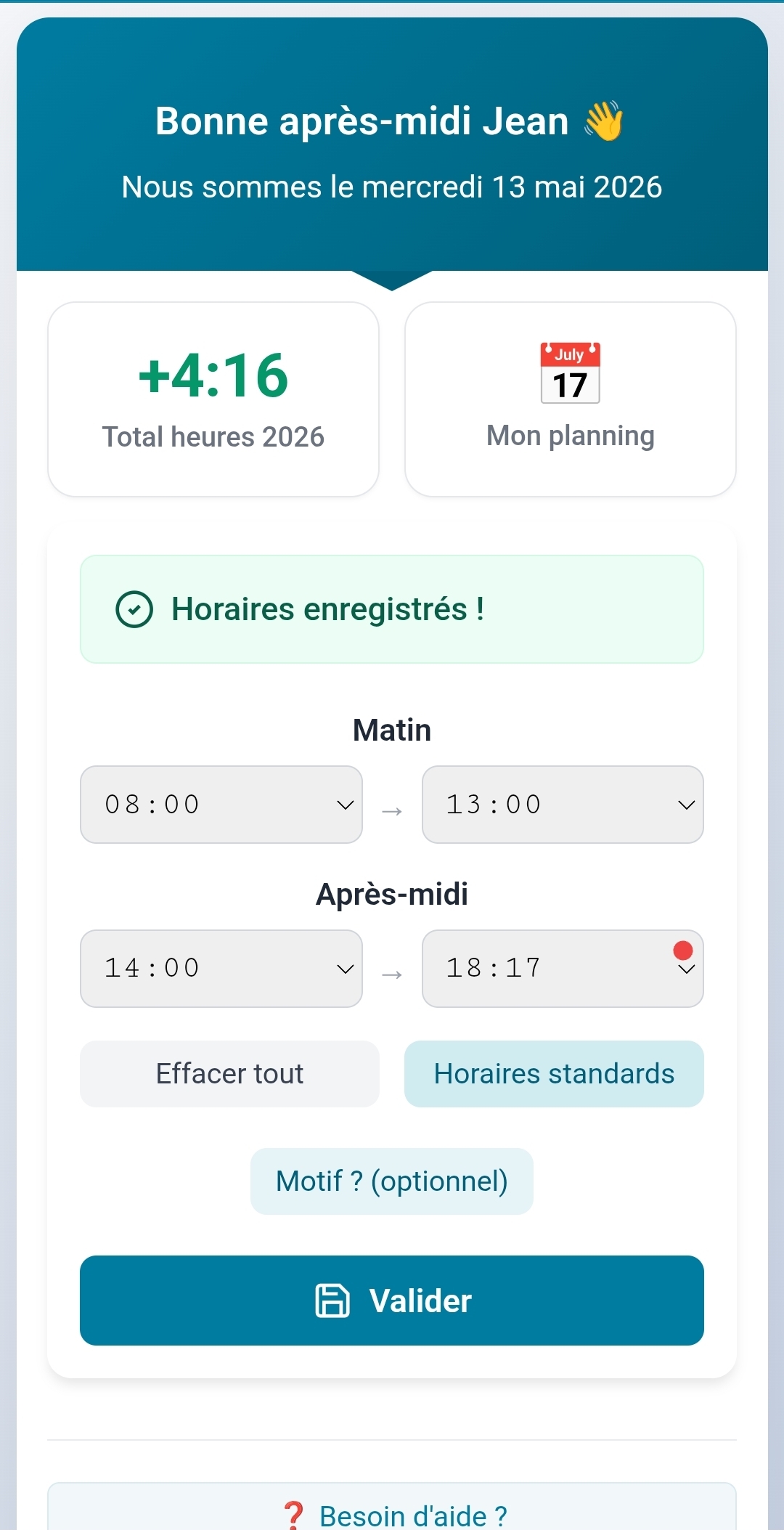 Validation des modifications